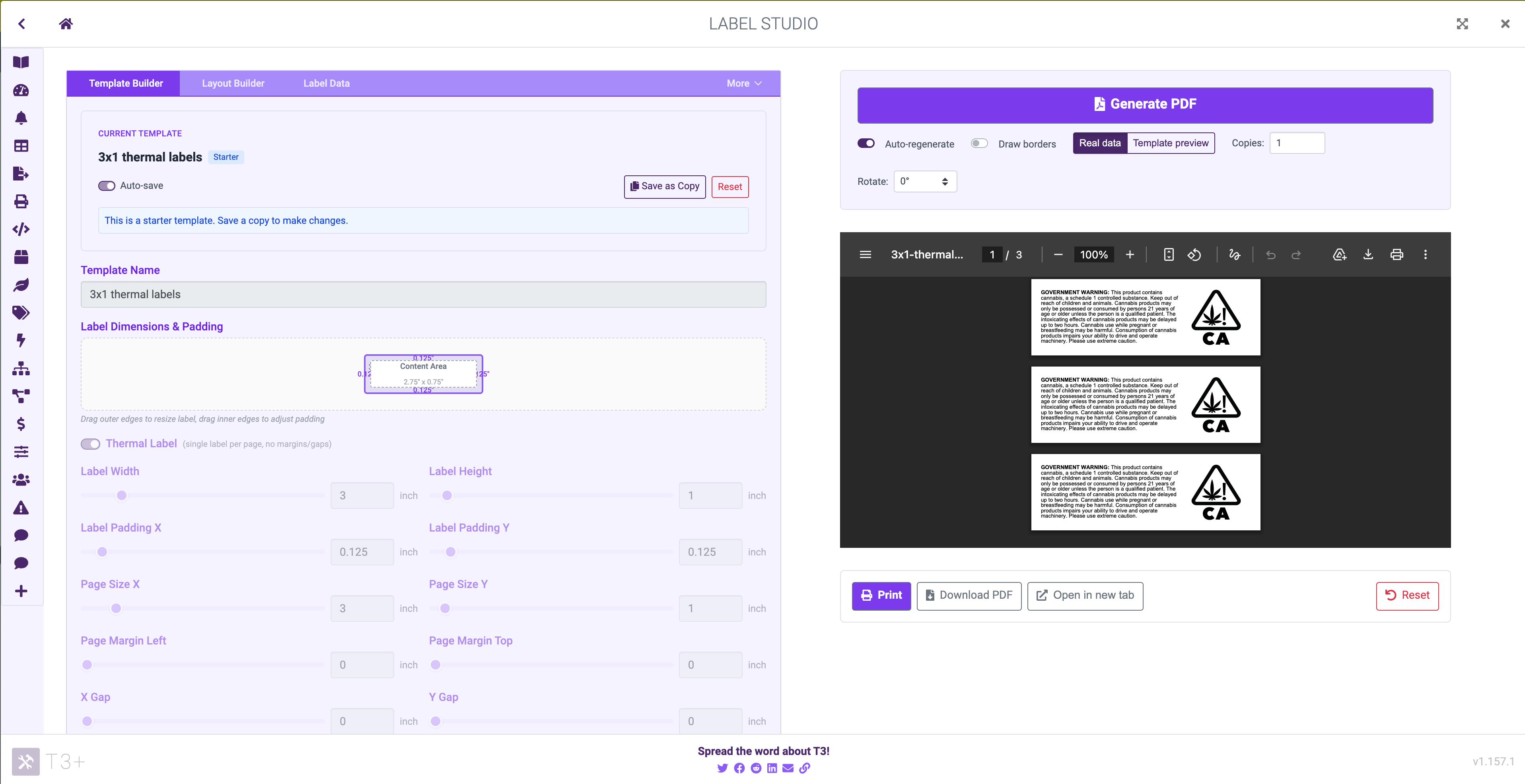 The Template Builder tab